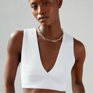 Babaton Aritzia Sculpt Knit Deep V Crop Top